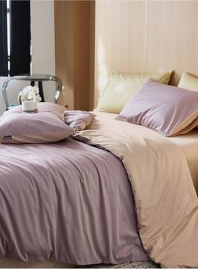 纯色轻上奢00553素色双1拼件套简约亲肤素四色床用品套件现货