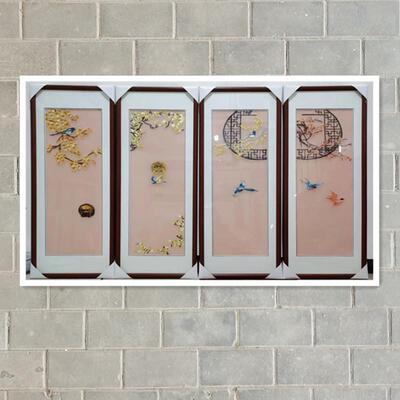 机绣00148装饰画花成品手工绣鸟绣语香四条苏屏直销旅游品