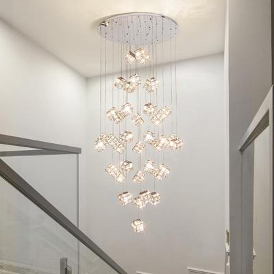 现梯代简约loft公9吊寓客厅楼别墅挑空K水晶75173长灯工业风智能