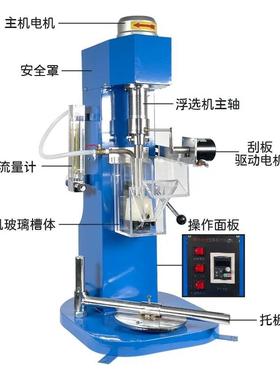 单机槽实验室浮选8L机搅拌XFD0.5L-自吸式非机多槽式浮械选连续式