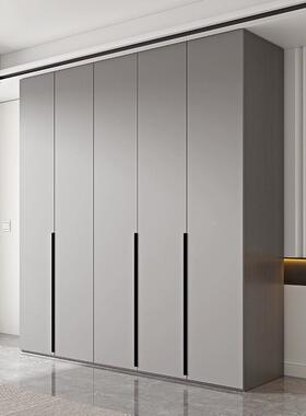 意极简衣柜卧现代简约一衣门TSL到顶室实木家式用橱灰色系柜子环