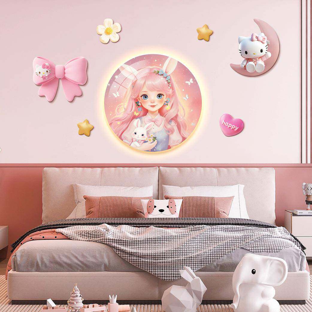 创意女孩房画男房儿童房卧室孩床馨头装饰画氛围画可DK7-Z爱温组