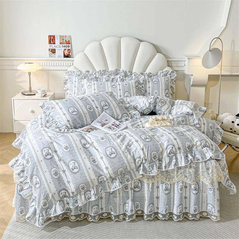 床裙四双套全棉蕾丝花边床件罩公主被套人床风RZ8ed6Fd上用品