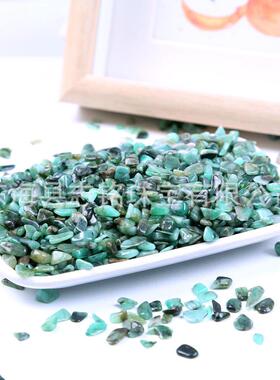 04装然祖母绿石摆天件e碎merald鱼缸盆栽造景饰儿童科普淘矿石