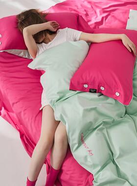 新款缎简约10奢0s贡棉四件套轻床上用品棉ST-06072床单被套笠床式