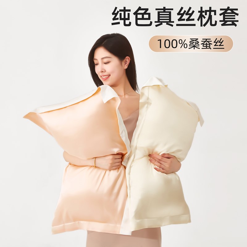 100桑蚕丝枕真丝枕头一对装丝绸夏季冰丝内胆单个乳胶枕