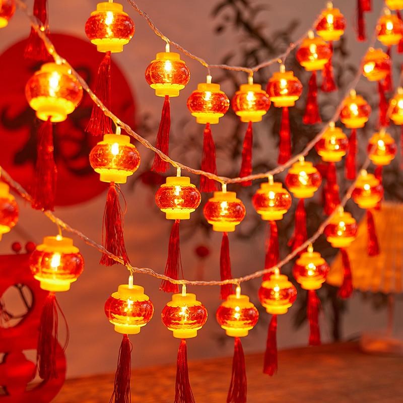 2023年新金福红灯笼新年装饰氛围灯带过年插电小彩灯防水喜庆串灯
