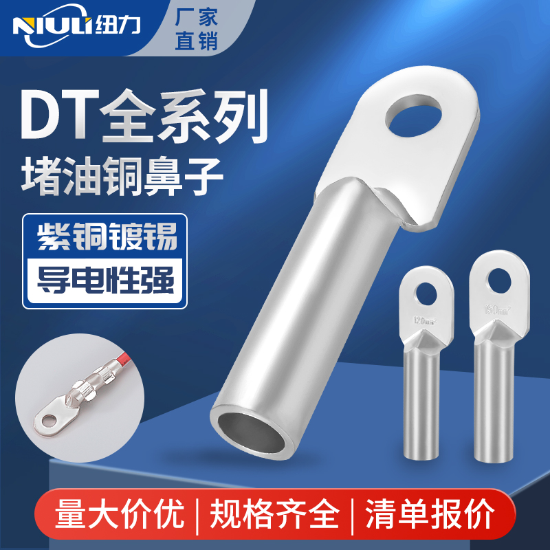 DT铜鼻子镀锡16/25/35/70/95/120/185/240/300平方接线端子纯紫铜