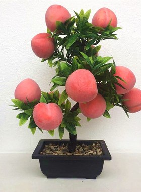 超大号仿真桃子树招财树绿植盆景塑料假花客厅摆件摇钱树招财树