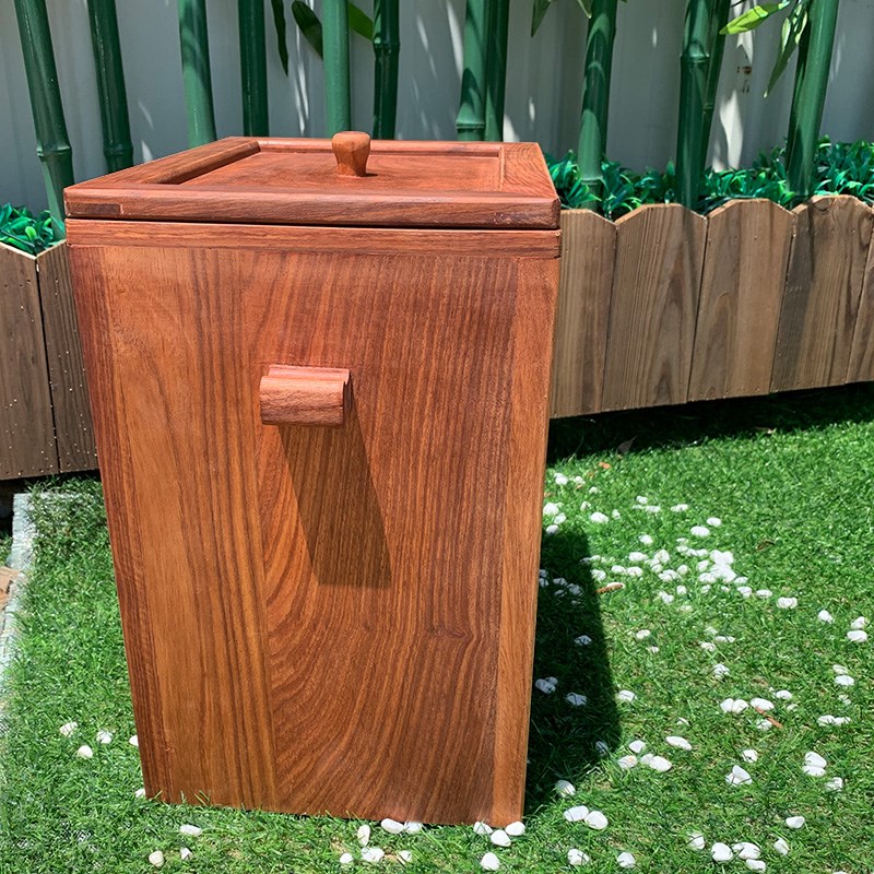 红木垃圾桶刺猬紫檀分类垃圾桶客厅家具缅甸花梨木家用垃圾桶带盖