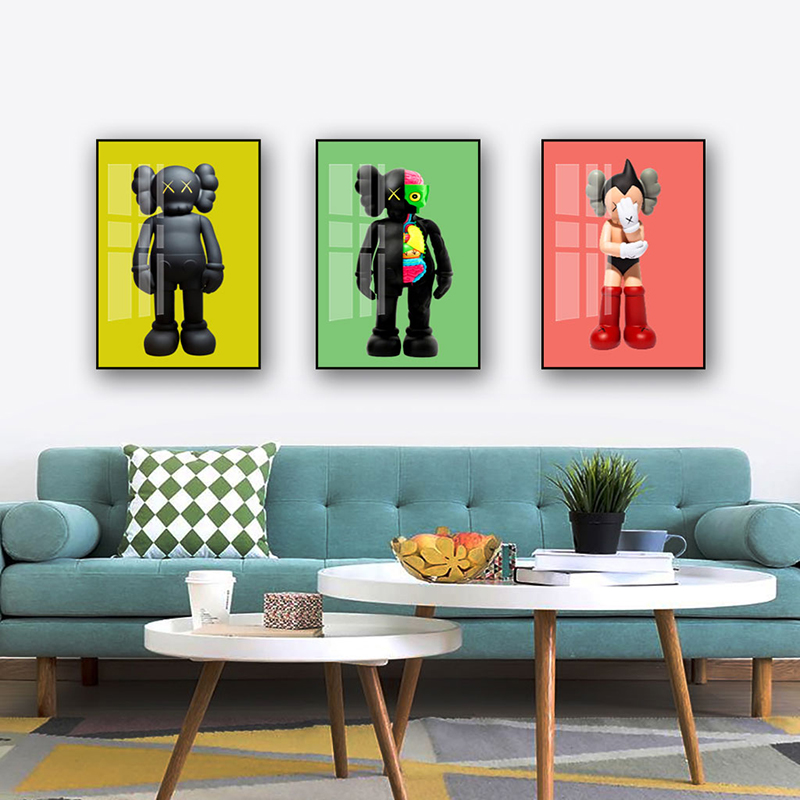 铝合金外框kws公仔客厅挂画简约现代玄关卧室装饰画咖啡餐厅壁画