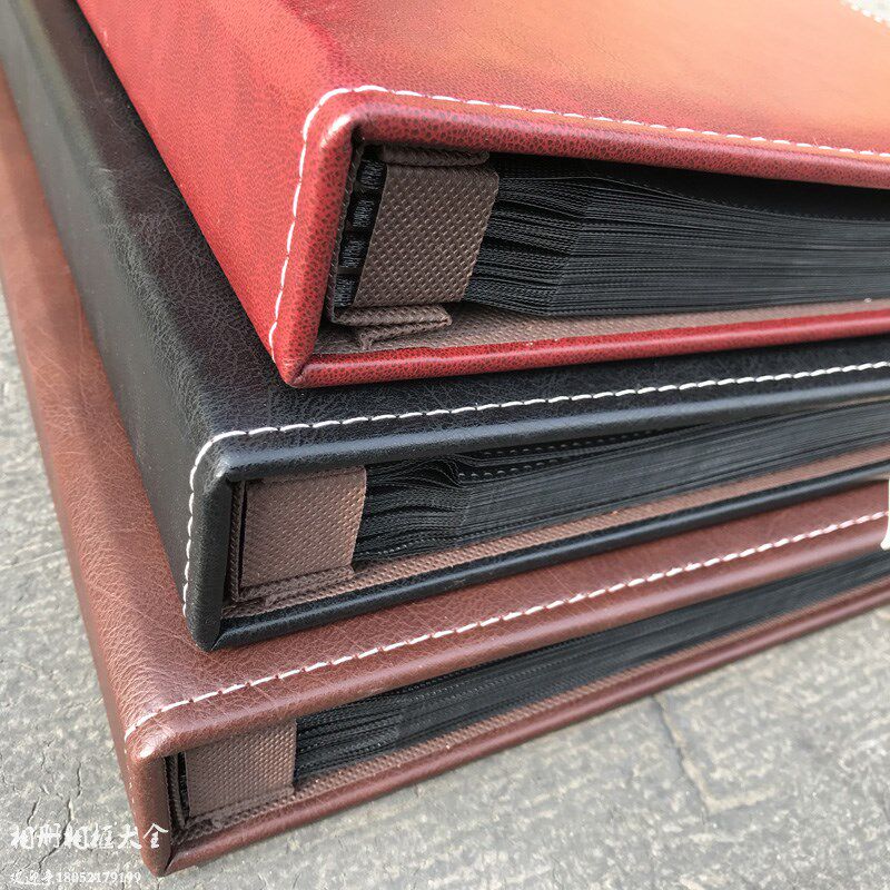 广美仿皮面商务相册家庭插页式8寸200张相册影集5资料册菜谱相簿