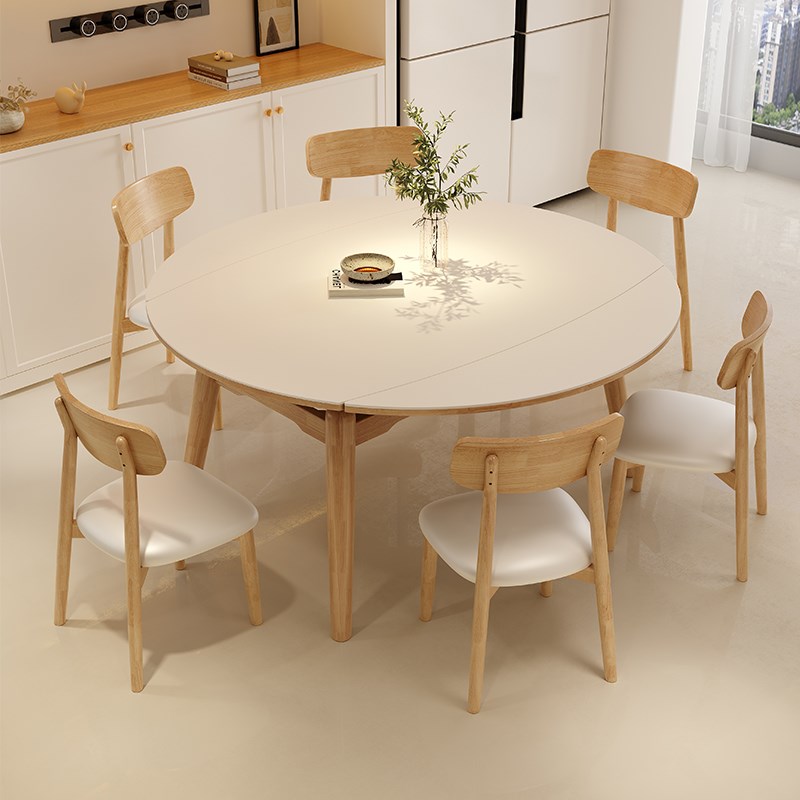 馨佰利岩板餐桌椅202新款家用小户型现代简约可变圆桌伸缩饭桌