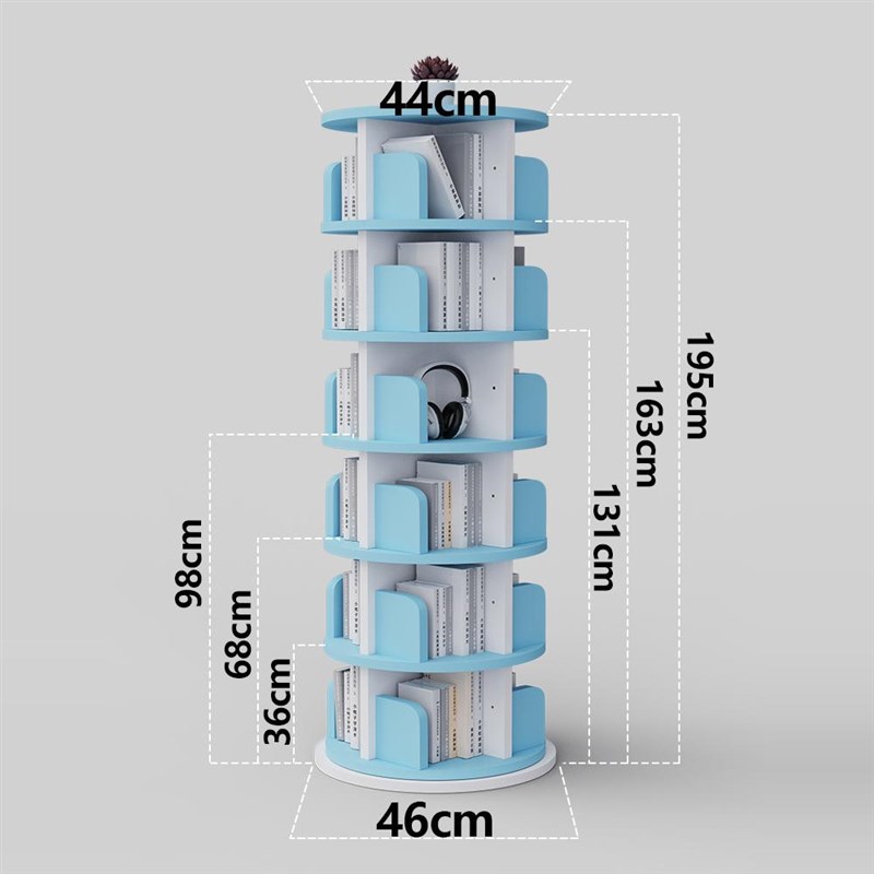 小泥猴实木旋转书架30度旋转落地家用学生多层落地置物加厚书架