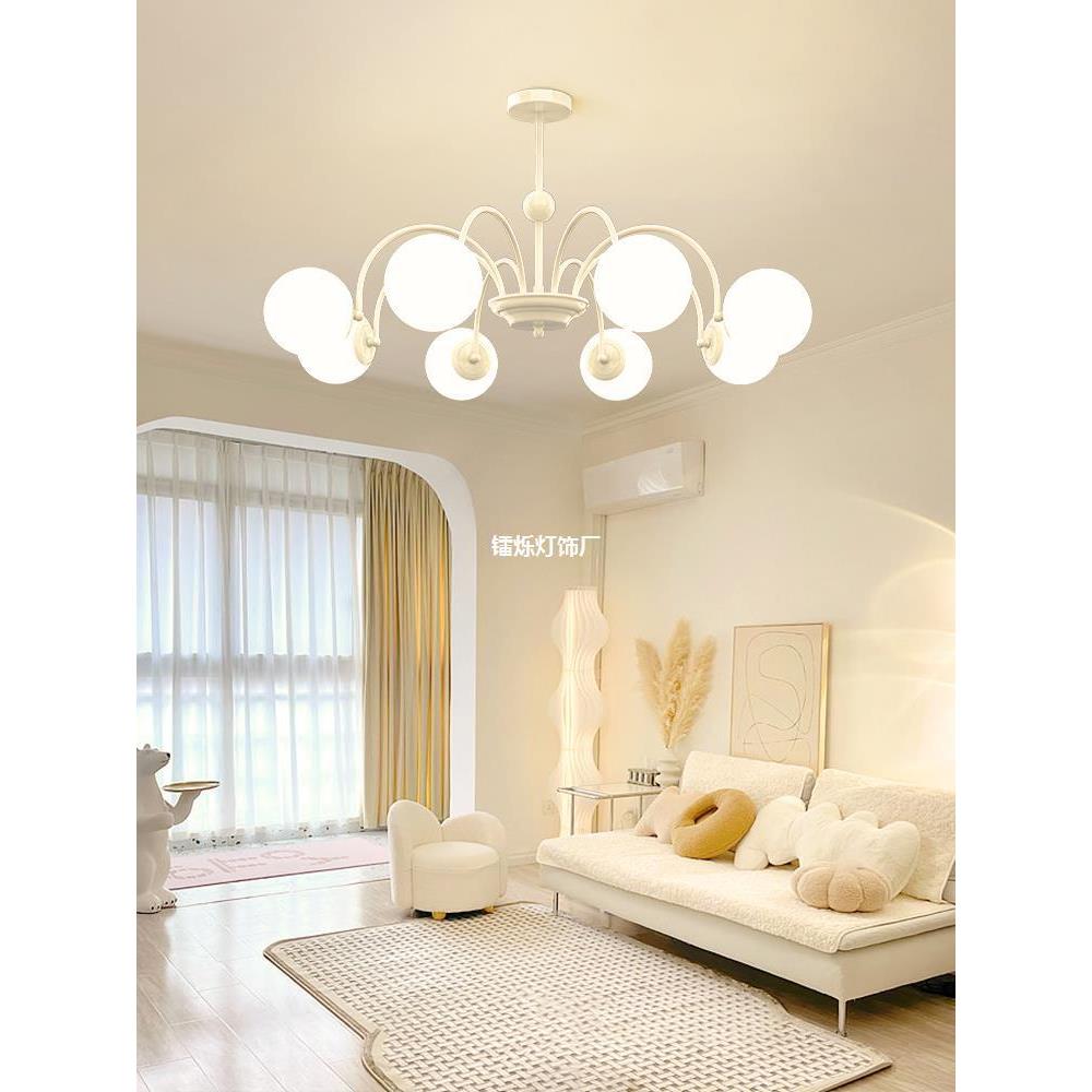 奶油风厅吊灯现代约大简气中客山具2025年新474款网红主卧室魔豆