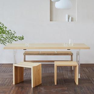 简约设餐桌字白蜡木实计wj 065木原现代大师原木色书桌写桌亚克力