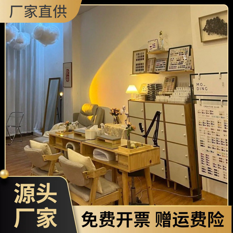 实木美甲桌吸尘器镶嵌式日式单人美甲桌子小型网红美甲桌椅工作台