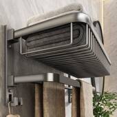 毛巾架间卫生打孔浴室置物网篮收纳洗架手间太空铝浴巾TThrrzrz架