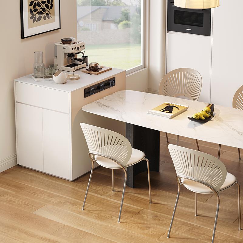 WOU多能岛台柜岛家边用小型岩板台现代简约小户型餐厅可移动收纳