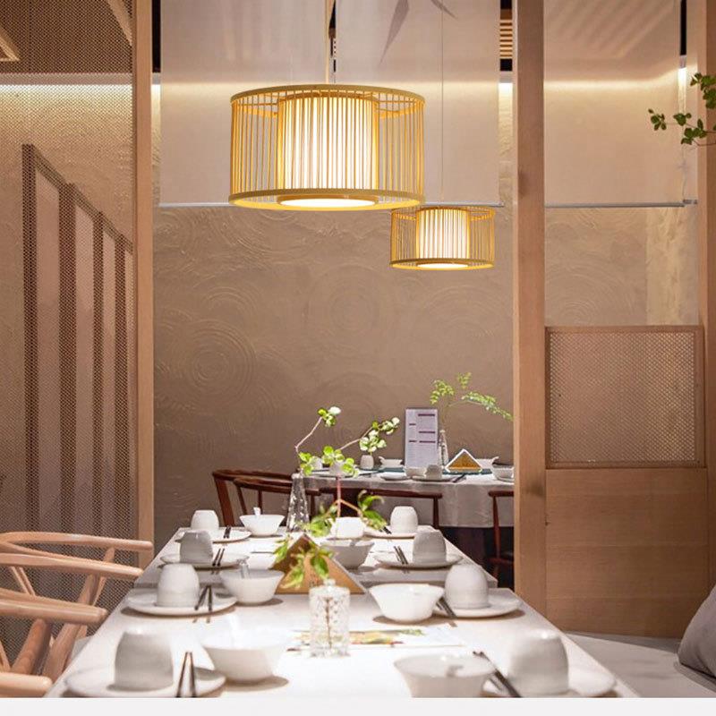 新藤中式吊灯客竹艺竹编编餐厅厅茶楼民宿过日式Z071灯笼玄关道灯