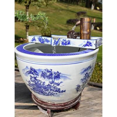 陶流水鱼器大型鱼池缸假FS746422山景盆景流水摆件循环过滤装饰造