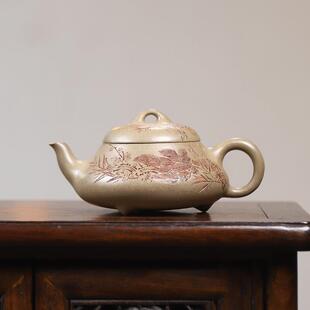 手工紫砂壶非机非灌棠浆原紫矿砂松华青102128汉车段汉石瓢茶具