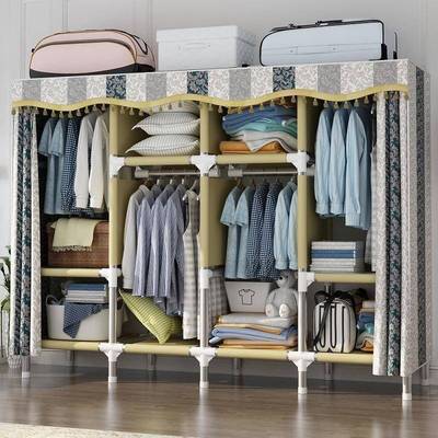 为简易布衣柜见详情家全用卧室布钢管加粗加固衣橱收柜纳衣架子钢