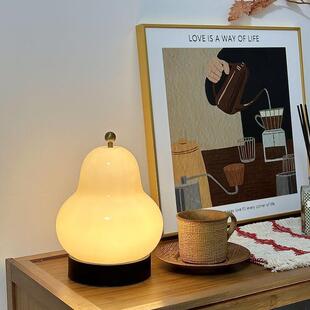 新款古奶16404油梨子台中灯日式法式厅卧室床头电触充摸氛围感小