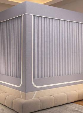 床帘蚊帐一古体新4xDT7xGB式家用蒙包免安装款遮光架防尘支卧室拉