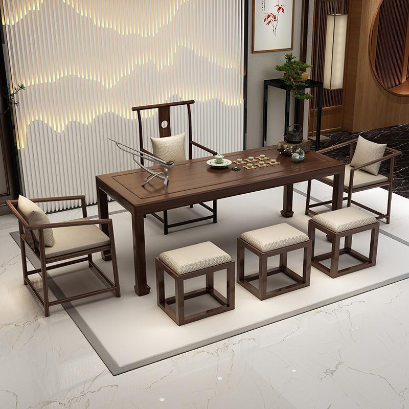 新AHG中式实泡茶木桌家用客厅原木泡桌子办公室带茶盘泡桌茶椅组