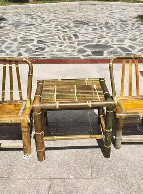 竹OFE椅子靠椅家背用毛竹椅单手工编织老式竹人子小椅阳休闲竹凳