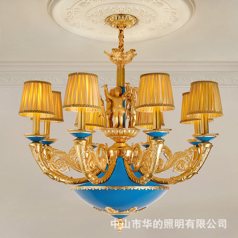法式欧式高端复古宫廷灯美式全铜吊灯别墅家用灯具客厅餐厅灯饰