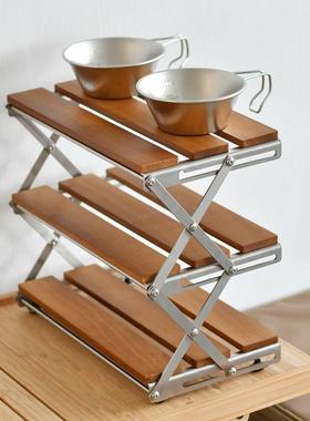 WLKHKAE户外露营桌面折叠i8w8EMXS物架收I纳架实置木免安装多层露