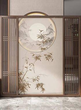 新中式DJC实木屏隔断镂空现代座屏厅室风办公室酒卧店玄关简约钉