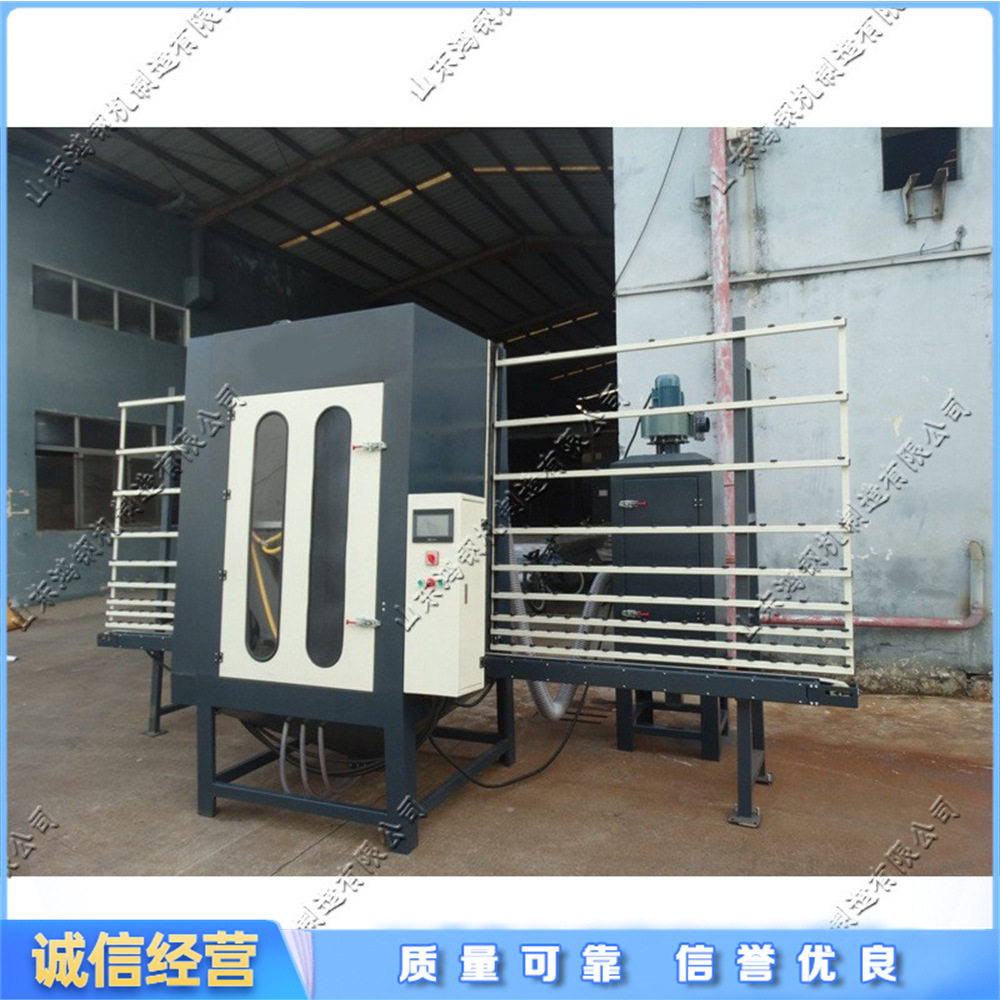 全自动玻璃喷砂机 玻璃刻花喷砂机 无极调速打磨玻璃输送式喷砂机