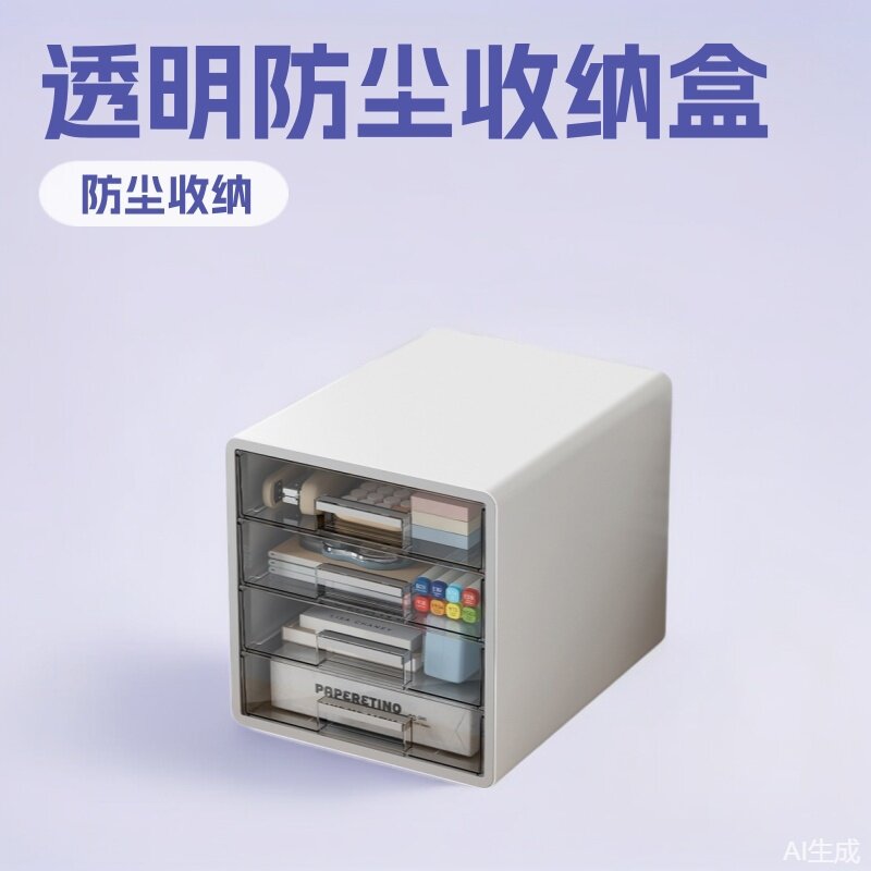 抽屉式透明A4桌面四层收纳盒