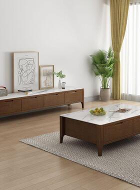 岩板茶小15981几电视柜组合现代简约经型户轻型客厅长条意式奢地