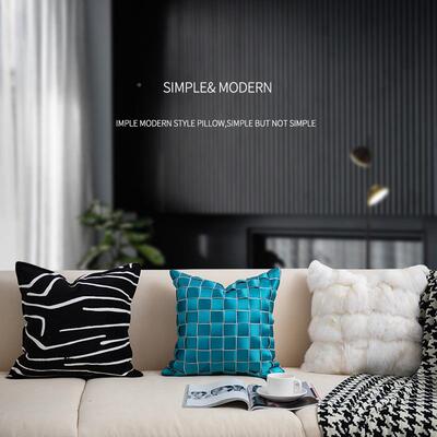 厂货色编织简搭抱枕列时尚简约编织套JY619-JY抱枕系靠枕蓝样板间