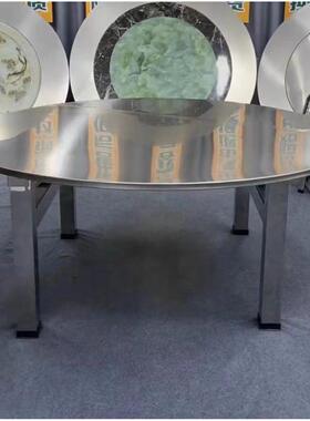 .15米~米特大特0粗8方CWC管桌腿不2锈钢外置转盘连体圆桌折叠餐桌