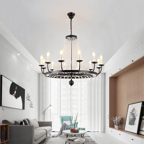 亿梯大灯饰美式9390水晶吊复灯圆形大厅楼法式蜡烛餐厅卧室创式意