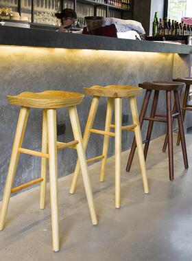 现代约创意酒吧椅厅实木餐椅简休闲椅lo寓ft公VIH高脚凳餐子前台