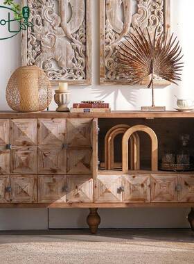 美式边柜实木木复古卧雕花原风客厅民宿玄关装饰柜室个OLZ餐性储