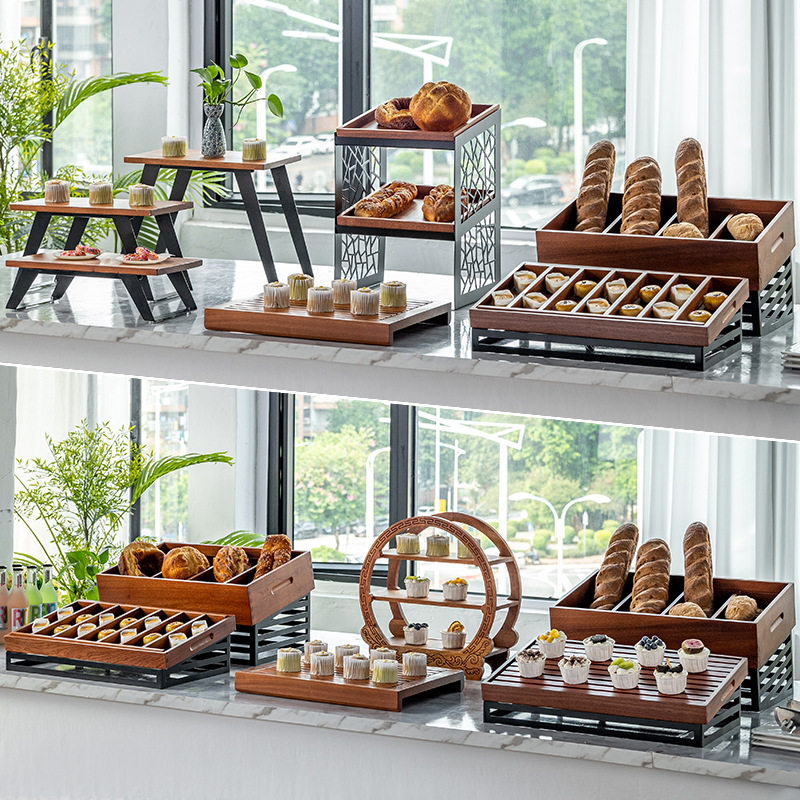 中式木质甜品台展示架