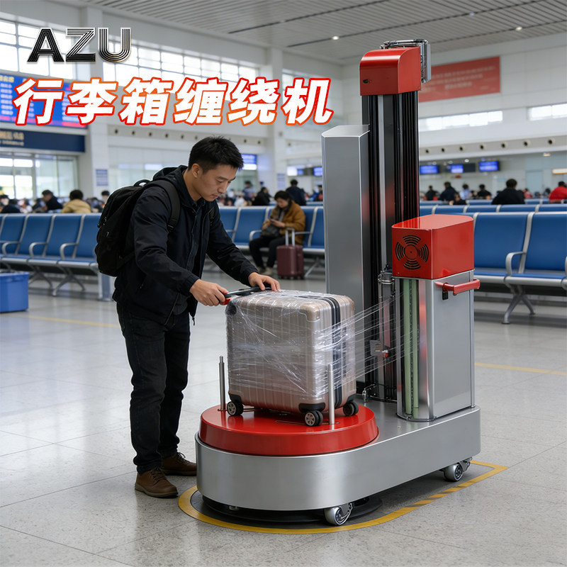 AZU 行李箱缠绕机机场全自动缠绕膜打包机酒店缠膜机自动缠绕机