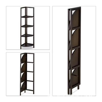 现代简约家用木质置物架木角JCP-1233落多制途实木收纳架可折叠用