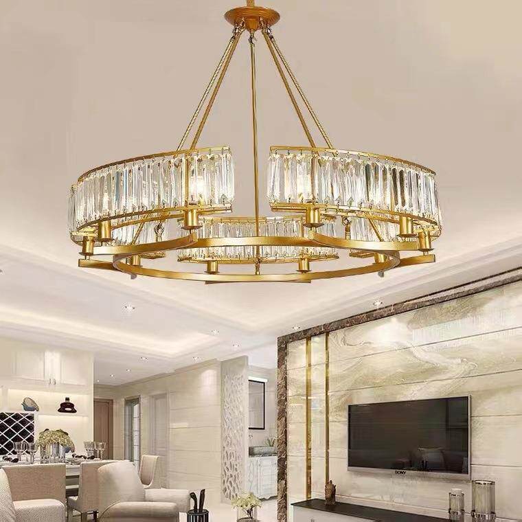 美式吊水晶复古客厅灯主灯轻奢简式约复楼客灯厅主QH-1689卧室餐