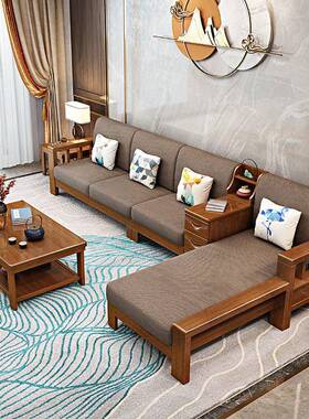 中实木沙发现代IIM简式约家具小贵妃布客厅户型木加储物高箱沙发