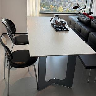 德利岩板餐桌现克代简约高丰轻奢亚力LSH餐桌小户型家用长方端形