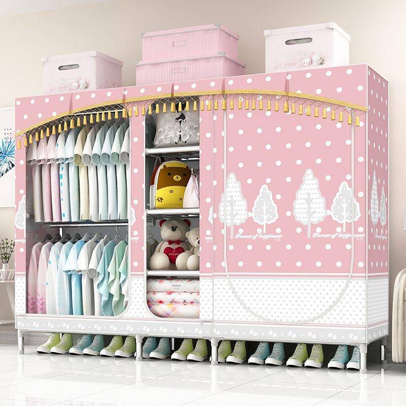 0A拉全封闭防尘简易衣柜家用布卧室管结实耐用js777钢加链粗加固