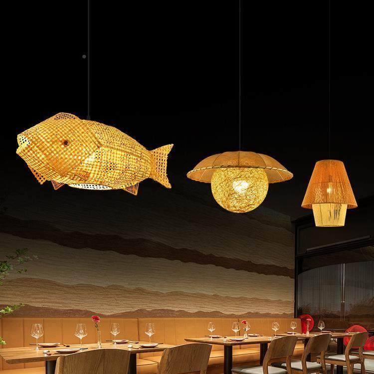 吊竹灯藤编吊灯编民宿藤艺灯具餐厅灯灯吊灯560竹艺麻绳吊灯,家装灯饰光源,智能吊灯,淘宝优惠券,粉丝福利购,淘宝优惠卷